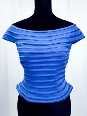 JS Collections Cobalt Blue Off Shoulder Blouse 8